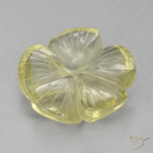 Quarzo Giallo chiaro naturale da 5.36 ct, Taglio a fiore, Trasparente