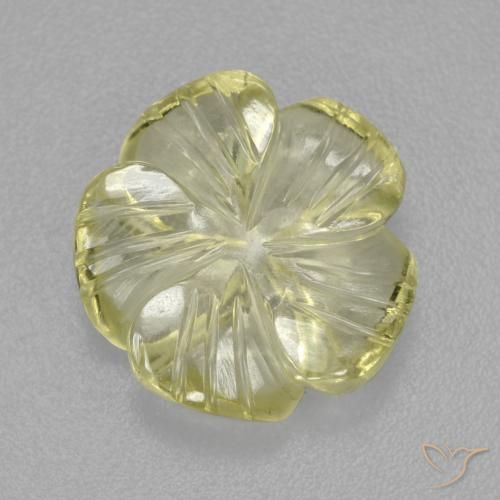 Quarzo Giallo medio-chiaro naturale da 4.84 ct, Taglio a fiore, Trasparente