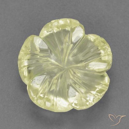 4.66ct Naturale Giallo chiaro Quarzo, Taglio a fiore, Trasparente