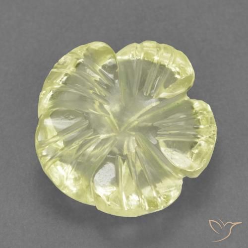 Quarzo Giallo chiaro naturale da 4.66 ct, Taglio a fiore, Trasparente