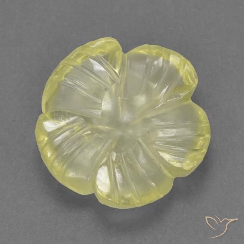 Quarzo Giallo medio-chiaro naturale da 4.30 ct, Taglio a fiore, Trasparente