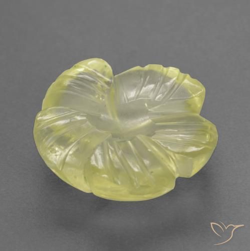 Quarzo Giallo medio-chiaro naturale da 4.30 ct, Taglio a fiore, Trasparente