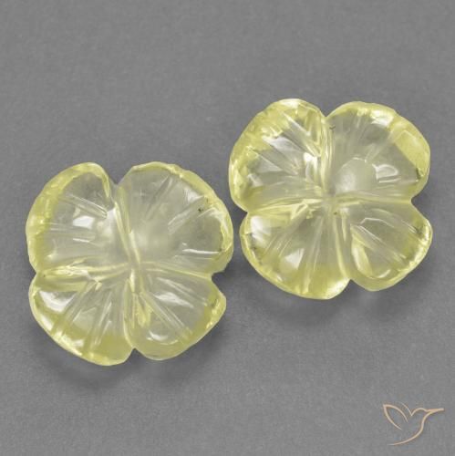 Gemme di Quarzo Limone giallo naturale da 3.53 ct, Taglio a fiore, Trasparente