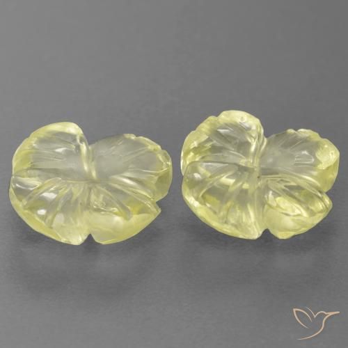 Gemme di Quarzo Limone giallo naturale da 3.53 ct, Taglio a fiore, Trasparente