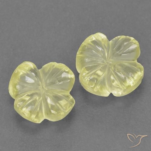 Gemme di Quarzo Limone giallo naturale da 2.50 ct, Taglio a fiore, Trasparente