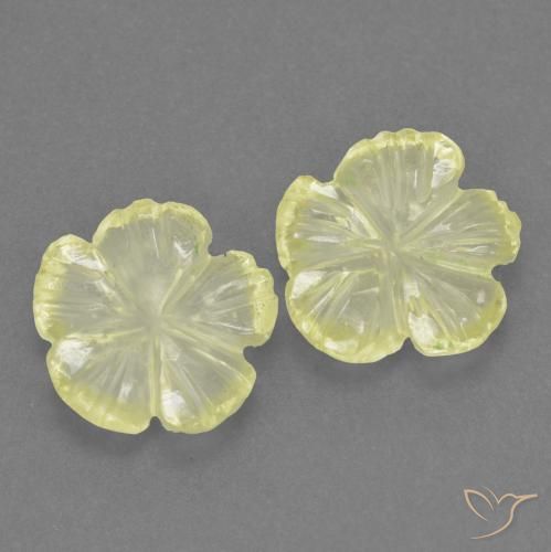 Gemme di Quarzo Giallo medio-chiaro naturale da 2.03 ct, Taglio a fiore, Trasparente