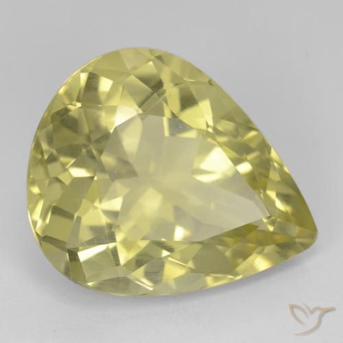 Quarzo Giallo chiaro naturale da 16.00 ct, Forma a pera, VS