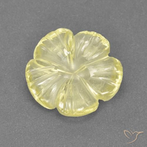 Quarzo Giallo pallido naturale da 3.42 ct, Taglio a fiore, Trasparente