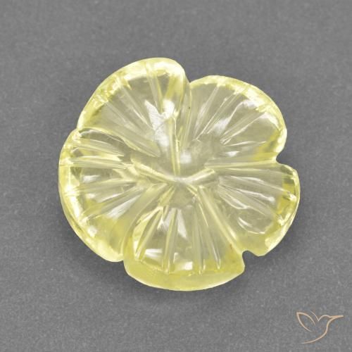 Quarzo Giallo medio-chiaro naturale da 4.16 ct, Taglio a fiore, Trasparente
