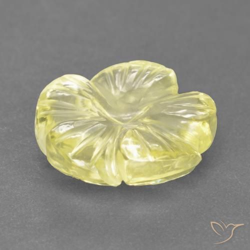 Quarzo Giallo medio-chiaro naturale da 4.16 ct, Taglio a fiore, Trasparente