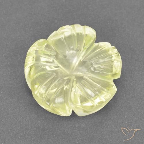 3.16ct Naturale Giallo pallido Quarzo, Taglio a fiore, Trasparente