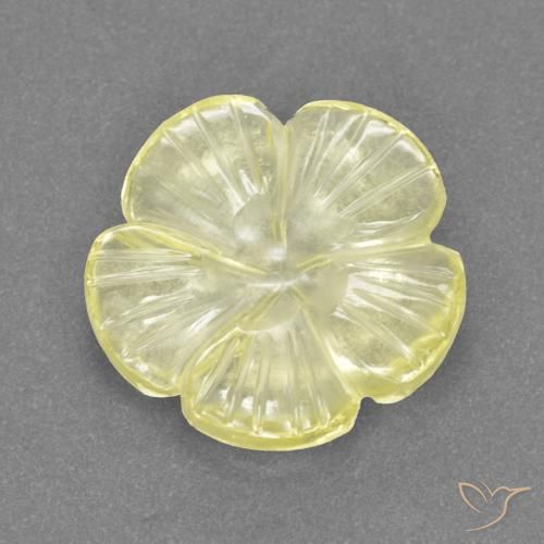 Quarzo Giallo medio-chiaro naturale da 3.40 ct, Taglio a fiore, Trasparente