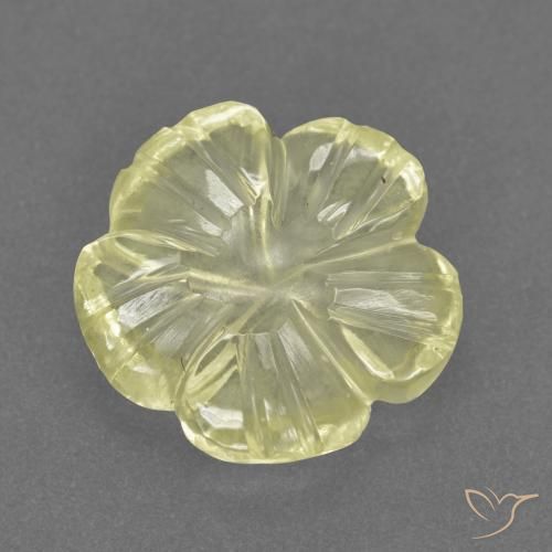 Quarzo Giallo medio-chiaro naturale da 3.22 ct, Taglio a fiore, Trasparente