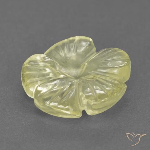 Quarzo Giallo chiaro naturale da 2.97 ct, Taglio a fiore, Trasparente