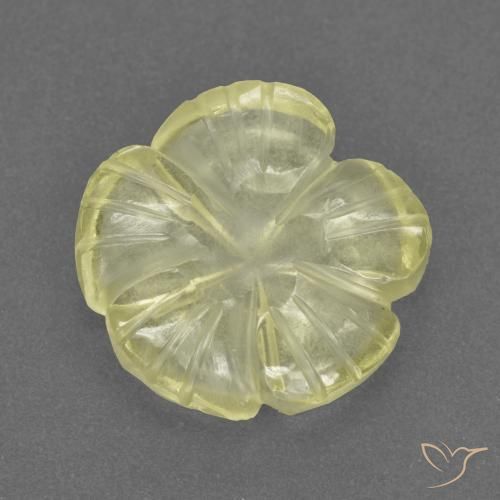 Quarzo Giallo medio-chiaro naturale da 3.08 ct, Taglio a fiore, Trasparente