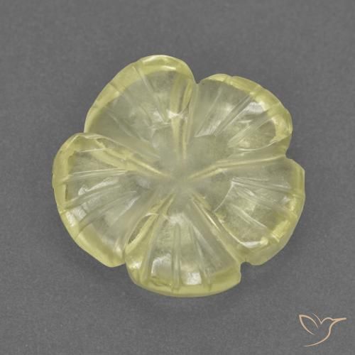 Quarzo Giallo medio-chiaro naturale da 3.08 ct, Taglio a fiore, Trasparente