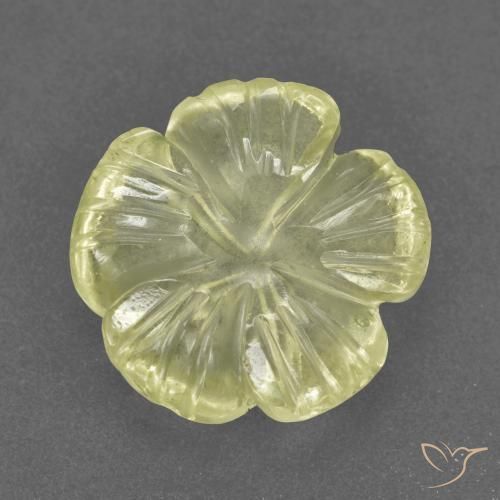 Quarzo Giallo medio-chiaro naturale da 3.31 ct, Taglio a fiore, Trasparente