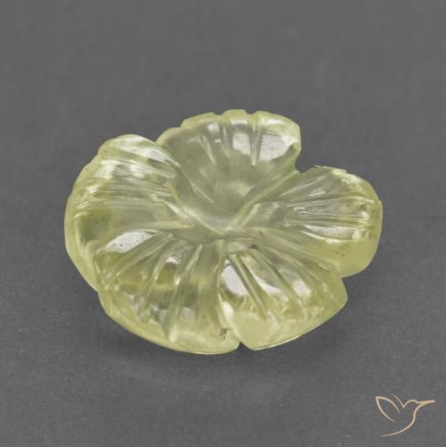 Quarzo Giallo medio-chiaro naturale da 3.31 ct, Taglio a fiore, Trasparente