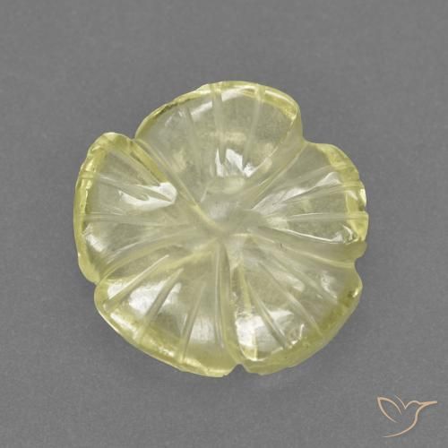 3.89ct Naturale Limone giallo Quarzo, Taglio a fiore, Trasparente, Photo A