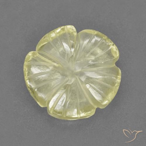 Quarzo Limone giallo naturale da 3.89 ct, Taglio a fiore, Trasparente