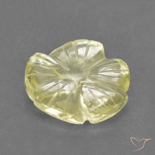 Quarzo Limone giallo naturale da 3.89 ct, Taglio a fiore, Trasparente