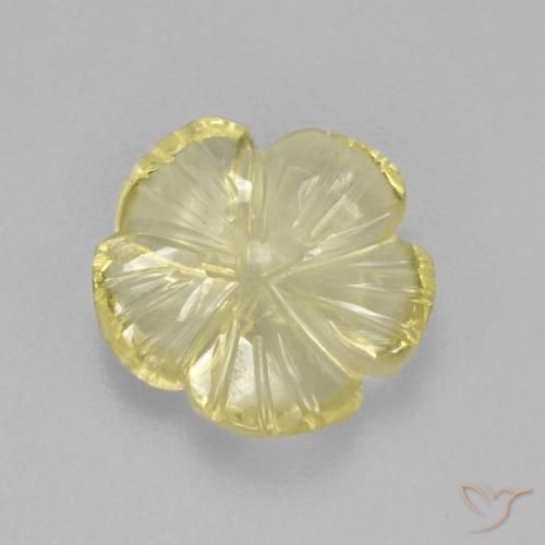 Quarzo Giallo chiaro naturale da 2.87 ct, Taglio a fiore, Trasparente