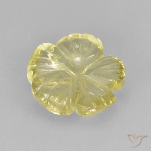 Quarzo Giallo chiaro naturale da 2.87 ct, Taglio a fiore, Trasparente