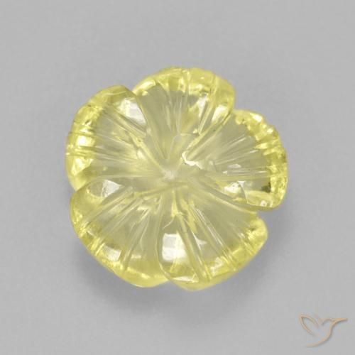 Quarzo Giallo chiaro naturale da 3.83 ct, Taglio a fiore, Trasparente