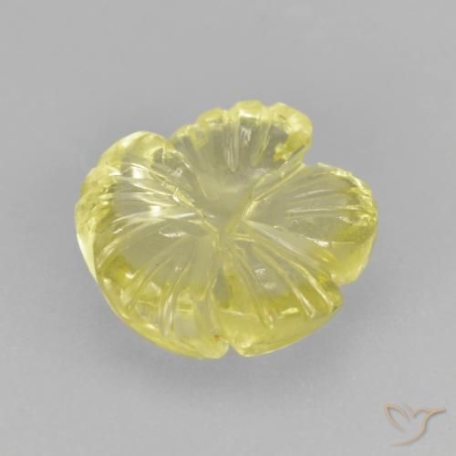 Quarzo Giallo chiaro naturale da 3.83 ct, Taglio a fiore, Trasparente