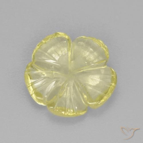 Quarzo Giallo chiaro naturale da 2.48 ct, Taglio a fiore, Trasparente