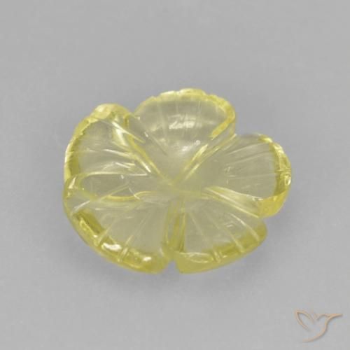 Quarzo Giallo chiaro naturale da 2.48 ct, Taglio a fiore, Trasparente
