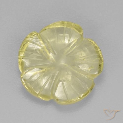 3.83ct Naturale Giallo Ananas Chiaro Quarzo, Taglio a fiore, Trasparente