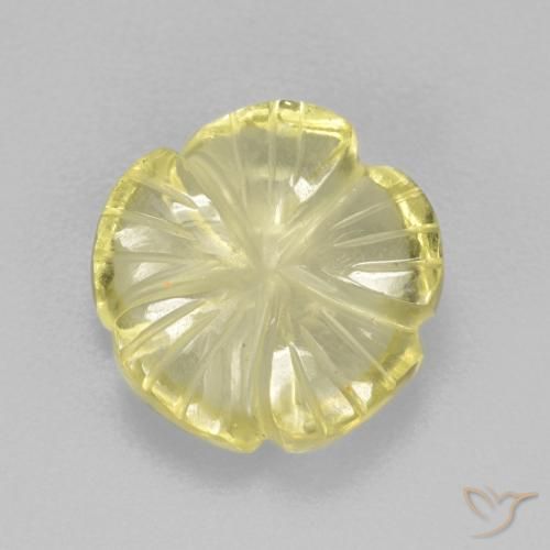 4.26ct Naturale Giallo Ananas Chiaro Quarzo, Taglio a fiore, Trasparente