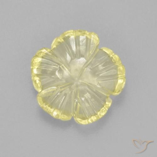 1.85ct Naturale Giallo chiaro Quarzo, Taglio a fiore, Trasparente