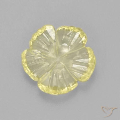 Quarzo Giallo chiaro naturale da 1.85 ct, Taglio a fiore, Trasparente
