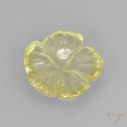 Quarzo Giallo chiaro naturale da 1.85 ct, Taglio a fiore, Trasparente