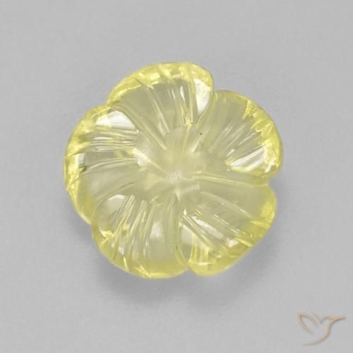 Quarzo Giallo chiaro naturale da 3.36 ct, Taglio a fiore, Trasparente