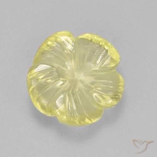 Quarzo Giallo chiaro naturale da 3.36 ct, Taglio a fiore, Trasparente
