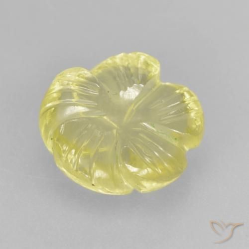 Quarzo Giallo chiaro naturale da 3.36 ct, Taglio a fiore, Trasparente