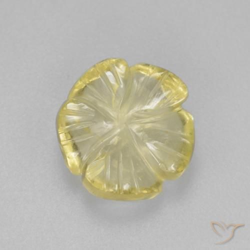 Quarzo Giallo chiaro naturale da 2.69 ct, Taglio a fiore, Trasparente