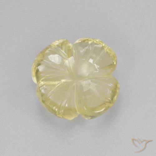 Quarzo Giallo chiaro verdastro naturale da 2.31 ct, Taglio a fiore, Trasparente