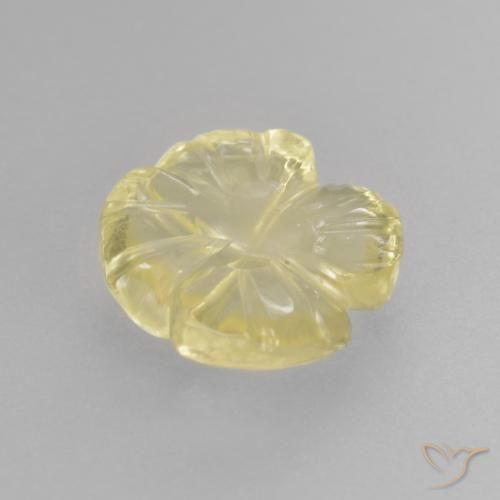 Quarzo Giallo chiaro verdastro naturale da 2.31 ct, Taglio a fiore, Trasparente