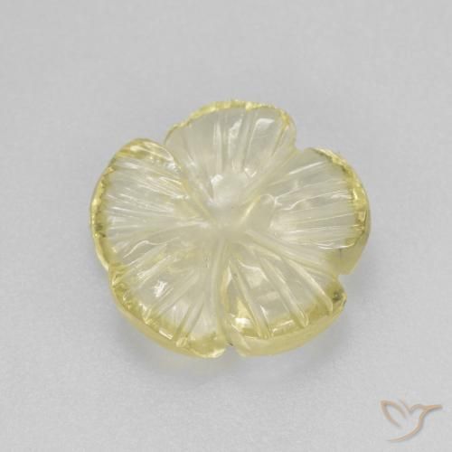 3.12ct Naturale Giallo pallido Quarzo, Taglio a fiore, Trasparente
