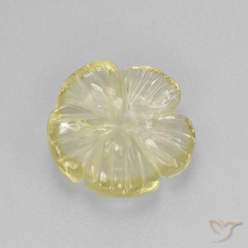 Quarzo Giallo pallido naturale da 3.12 ct, Taglio a fiore, Trasparente
