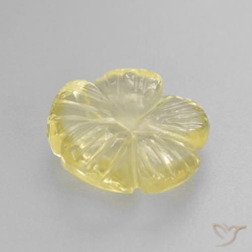Quarzo Giallo pallido naturale da 3.12 ct, Taglio a fiore, Trasparente