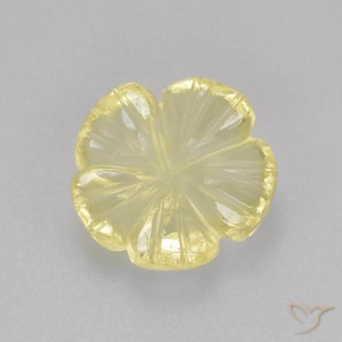 Quarzo Giallo chiaro naturale da 2.47 ct, Taglio a fiore, Trasparente