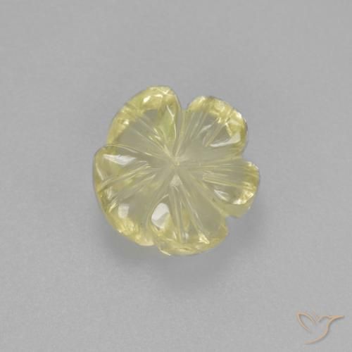 1.96ct Naturale Giallo chiaro verdastro Quarzo, Taglio a fiore, Trasparente