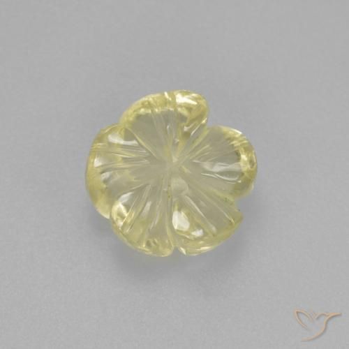 Quarzo Giallo chiaro verdastro naturale da 1.96 ct, Taglio a fiore, Trasparente