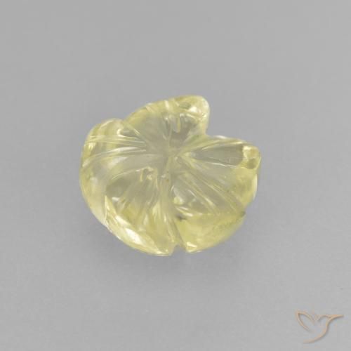 Quarzo Giallo chiaro verdastro naturale da 1.96 ct, Taglio a fiore, Trasparente