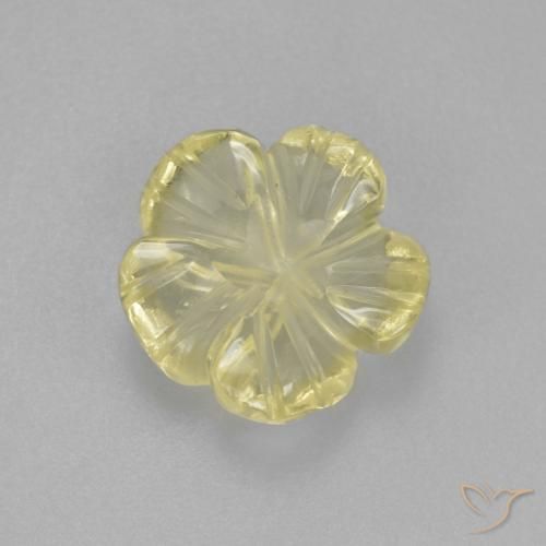 2.21ct Naturale Giallo chiaro verdastro Quarzo, Taglio a fiore, Trasparente